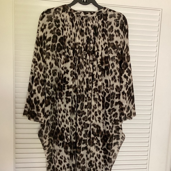 Diane von Furstenberg Fleurette Leopard Silk Chiffon Batwing Sleeve Mini Dress - Picture 8 of 13